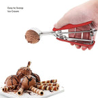 Ice Cream Scoop, Cookie Scoop, 3 Tbsp/ 45 ml/ 1.5 oz Cookie Scoops for Baking, 18/8 Stainless Steel Cookie Scooper for Baking, Ice Cream Scooper with Trigger Release, Cookie Dough Scoop (Red)