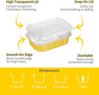 40 Pack 7.2"×5"×1.8" Gold Aluminum Foil Pans with Lids Heavy Duty, 1.5 LB Foil Food Containers with Lids, Disposable Tin Foil Pans for Baking, Meal Prep, Freezer, Heating and Takeout
