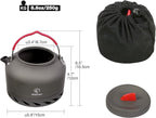 REDCAMP 1.4L Outdoor Camping Kettle with Heat Exchanger, Aluminum Camp Tea Kettle with Carrying Bag, Compact Lightweight Coffee Pot
