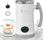 Milk Frother, 4-in-1 Electric Milk Steamer, 11.8oz/350ml Large Capacity for Auto Warm/Cold Foam, Heating Milk for Coffee, Latte, Macchiato, Cappuccino, Hot Chocolate (White)