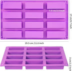 2 Pack Granola Bar Mold Silicone Mold,12 Cavity Rectangle Energy Bar Mold,Cereal Bar Molds for Ganache, Chocolate Bar, Truffles, Cheesecake