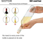 WOTOR Wine Saver Vacuum Pump with 8 Stoppers, Wine Stopper & Preserver, Reusable Bottle Sealer Keeps Fresh, Ideal Accessories Gift, Flat Handle (Cream)