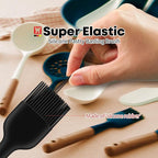 Silicone Cooking Brush with Wooden Handle: Pastry Brush, For Glazing Pastries and Basting Meats, Heat Resistant Cookware, Gentle Head & Bristle Design, BPA Free, Non-slip Grip