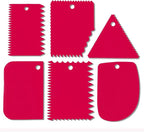 Cake Scraper, Cake Smoother Scraper Set, Dough Scraper Icing Scraper Polisher Tool, Cake Decorating Comb, Icing Smoother Plastic Sawtooth Cake Icing Kitchen Baking Cake Edge (Red)