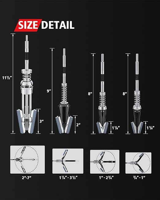 Kolvoii Cylinder Hone Tool Set with Tool Box, Adjustable Engine Cylinder Honing Tool for Sizes 3/4" to 7" Cylinders, 1-1/8", 3" and 4" Diameters with Extra 11 Piece Replacement Honing Stones - Red