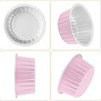 EUSOAR Cupcake Liners for Baking, 50pcs 5oz Muffin Liners, Disposable Foil Ramekins, Dessert Containers, Aluminum Foil Baking Cupcake Cups Holders Pans with Lids 5 Colors Mixed