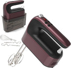 9-Speed Digital Hand Mixer Electric, 400W Powerful DC Motor, Baking Mixer Handheld with Snap-On Storage Case, 5 Stainless Steel Accessories, Flat Beaters, Dough Hooks, Whisk (Grape Purple)