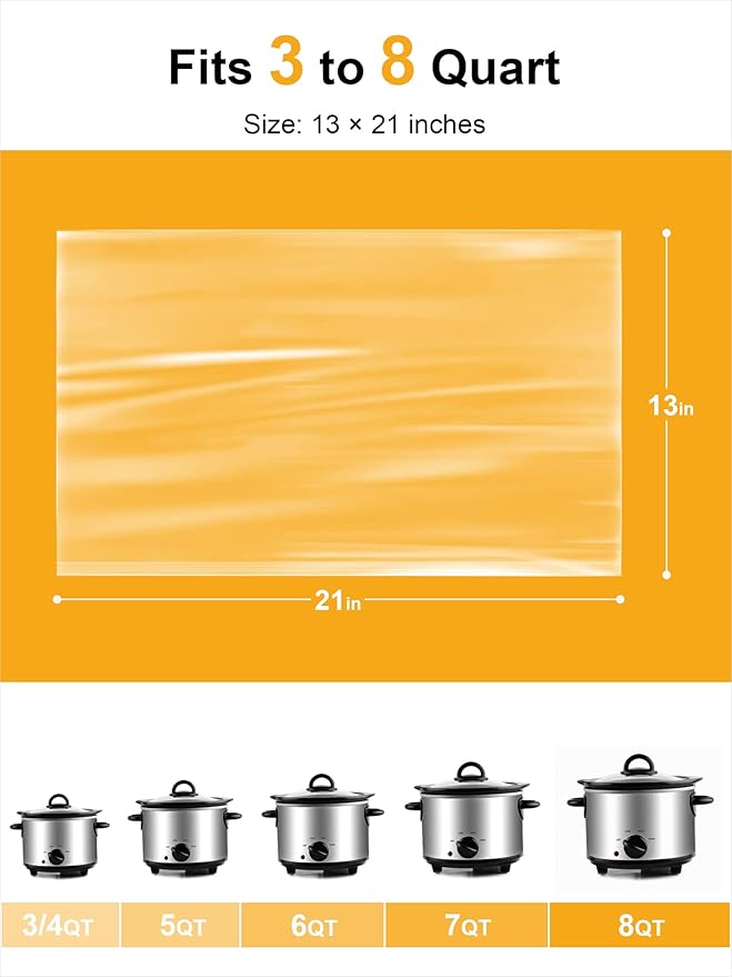 SMARTAKE Slow Cooker Liners, Large Size 13"x 21" Disposable Cooking Bags, Fit 3QT to 8QT for Slow Cooker, Cooking Trays, Suitable for Oval & Round Pots, 30 Liners