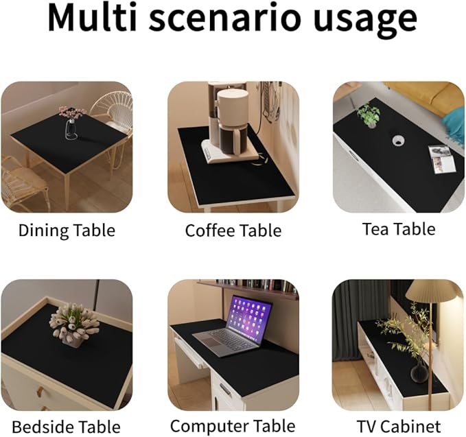Desk Protector Mat - 38x66 Inch Waterproof Easy to Clean Can Conceal Flaws Protector The Table Top from Scratches Used for Dining (Black+Black 38x66)