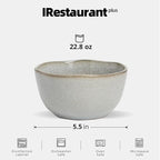 Organic Shape Restaurant Soup Bowl 5.5", Commerical Grade Catering Stoneware Soup bowl in Ir-regular Organic Shape, Chip & Scratch Resistant, Glossy Reactive Glaze Grey, Case of 24