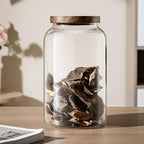 Large Glass Jars with Airtight Wooden Lid, Food Storage Glass Canister, Clear Cereal Storage Container for Flour, Sugar, Coffee Beans, Snack (67 FL OZ (2000ml))