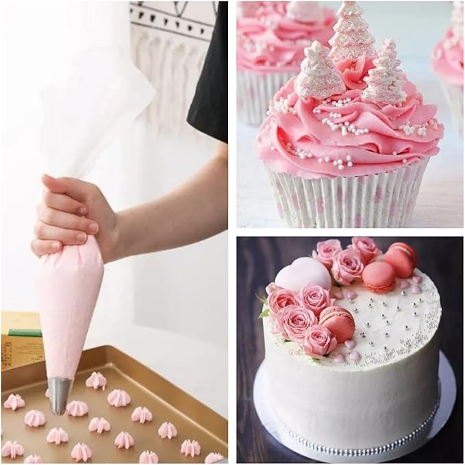 21Inch Tipless Piping Bags for Royal Icing, 200 Pcs Extra Thick Anti Burst Large Decorating Bags Butter Cram Cookies Decoration, Perfect for Professional Baking Lover