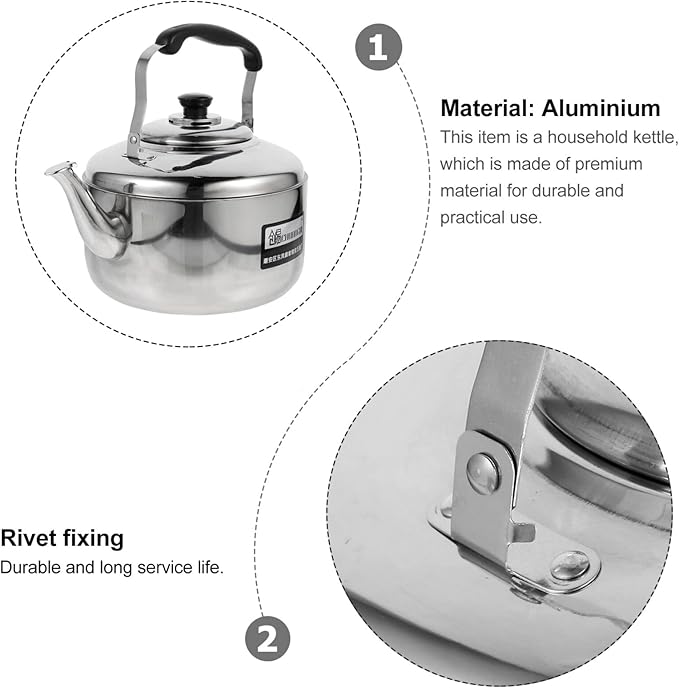 Cabilock 6L Stainless Steel Whistling Tea Kettle Large Capacity Stove Top Water Pot with Ergonomic Handle for Home Kitchen