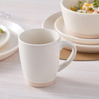 Stone Lain Jules Stoneware Dinnerware, Plates and Bowls, Dish Set for 4, Off White, Microwave & Dishwasher Safe, 16-Piece