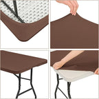 6 Pack Stretch Fabric Table Top Cap Cover, fits 6' Tables, Spandex Table Covers Washable Elastic Rectangle Tablecloth Protector for Indoor Outdoor Party Picnic Wedding, Coffee, 30" W x 72" L