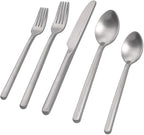 KINGSTONE Silverware Set, 20 Piece Flatware Cutlery Set for 4, 18/10 Stainless Steel Silverware Mirror Polished Dishwasher Safe for Home, Restaurant, Wedding, Party, Matte Silver