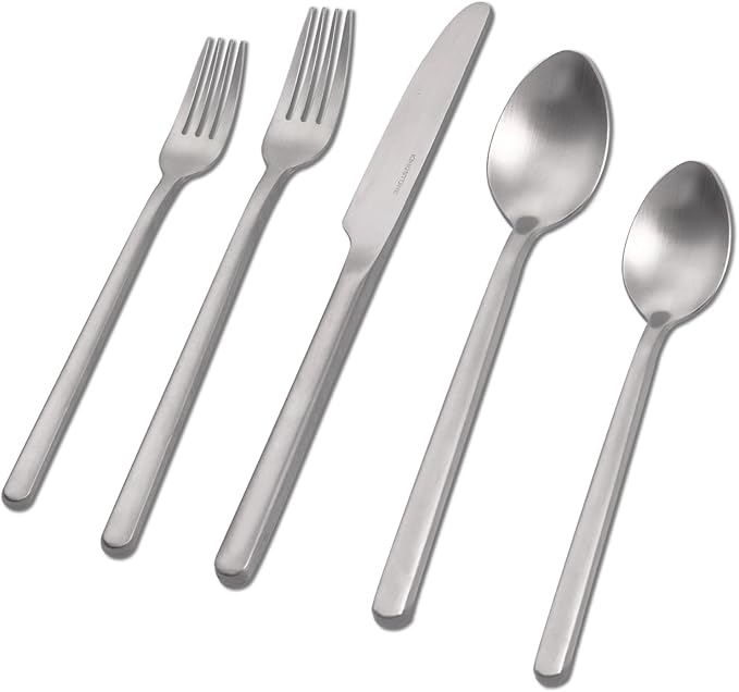 KINGSTONE Silverware Set, 20 Piece Flatware Cutlery Set for 4, 18/10 Stainless Steel Silverware Mirror Polished Dishwasher Safe for Home, Restaurant, Wedding, Party, Matte Silver