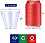 JOLLY CHEF 9 oz Clear Disposable Plastic Cups, 50 Pack Disposable Cups for Wedding,Thanksgiving, Christmas Party