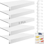 5 Pcs Wire Shelf Cover, 24X16X3 Inch Carbon Fiber Material Shelf Covers for Pantry Shelves(Not Wood), Waterproof Removable Closet Shelving Liner for Home Kitchen,Office Organization - White