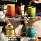 Sweejar Ceramic Food Storage Jar, Stackable Kitchen Canisters, Containers with Airtight Seal Wooden Lid for Serving Ground Coffee, Tea, Sugar, Salt and More - 28 Fl Oz (Gradient Purple)