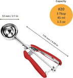 Ice Cream Scoop, Cookie Scoop, 3 Tbsp/ 45 ml/ 1.5 oz Cookie Scoops for Baking, 18/8 Stainless Steel Cookie Scooper for Baking, Ice Cream Scooper with Trigger Release, Cookie Dough Scoop (Red)