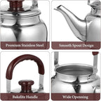 LIFKOME Traditional Stainless Steel Heavy Duty Tea Kettle With Sandwich Bottom and Specialty Cool Touch Handling Mirror Finish Stainless Steel Whistling Tea Kettle Stove Top