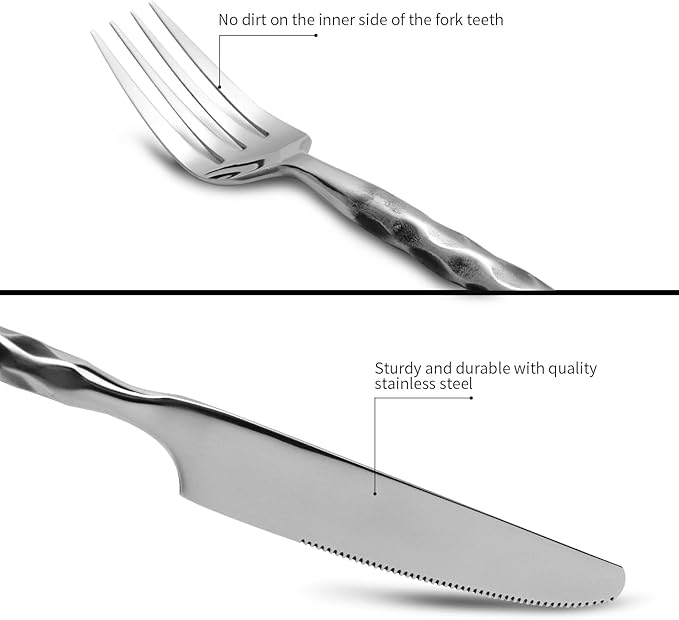 Silverware Set Stainless Steel Flatware Set Cutlery Set Vintage with Twisted Handle Mirror Finished 20 Pieces Service for 4