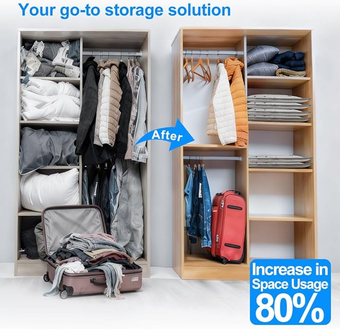 18 Pack Vacuum Seal Bags for Clothing Travel with Wireless Electric Air Pump, 6 Large +6 Medium +6 Small, Reusable Space Saver Bags for Luggage and Suitcase, Cruise & Travel Essentials