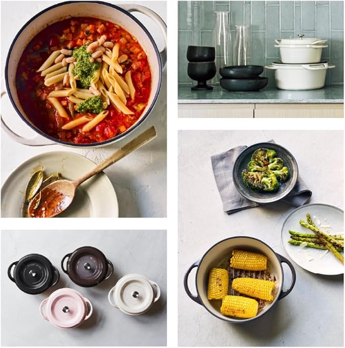 Vermicular Oven Pot | Non-Toxic Enameled Cast Iron Pot | 26cm Shallow (3.9 Qt) | Oven-safe | Induction-compatible | Dutch Oven | Made in Japan | Serves 3-4 | Pearl Pink