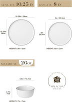MALACASA 24 Pieces Gourmet Porcelain Dinnerware Sets, Premium Plates and Bowls Set, High-Fired Dishes Set for 8, Chip & Scratch Resistant, Microwave Dishwasher Safe, White & Black Rim, Series LEXI