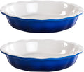Lareina Ceramic 9 Inch Deep Dish Pie Pans, Set of 2, Blue, Non-Stick, Oven & Dishwasher Safe, Ideal for Baking Pies, Quiches, Cakes
