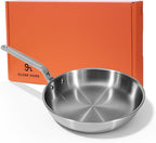 10 Inch Stainless Steel Frying Pan - 5 Ply Stainless Clad Skillet with Aluminum Core, Durable and Even Heating, Professional Cookware for Induction, All Stoves, Oven and Dishwasher Safe