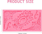 Vintage Baroque Frame Silicone Mold, Victorian Ornate Corner Decorative Mold for Cake Decorating, Pink