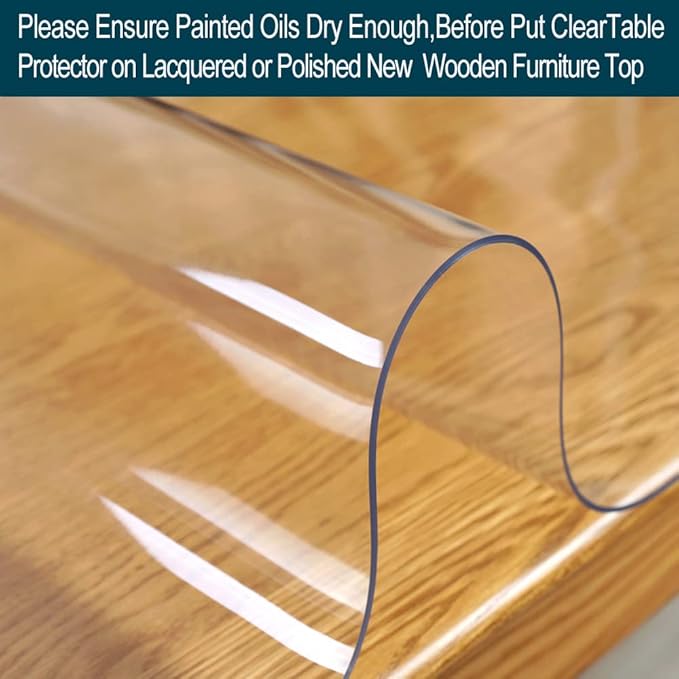 1.5mm Thick 24x50 Clear Vinyl Blotter Mat Table Protector Plastic Tablecloth Liner Cover Wipeable Easy Clean Heat Resistant Protective Pad PVC Furniture Writing Desk Dining Coffee Kitchen Tabletop