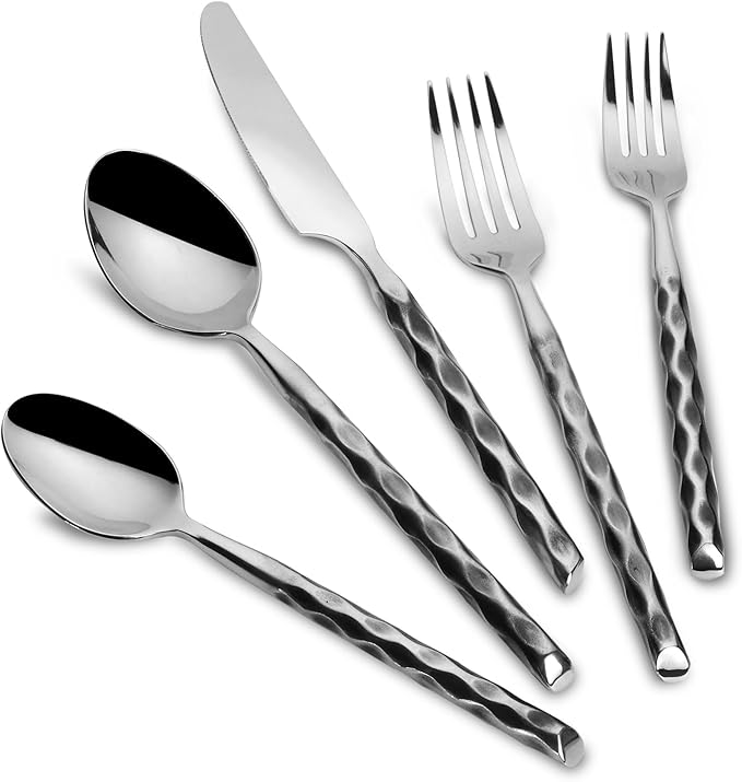 Silverware Set Stainless Steel Flatware Set Cutlery Set Vintage with Twisted Handle Mirror Finished 20 Pieces Service for 4