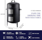 Realcook Vertical Charcoal Smoker Grill: Premium Meat BBQ Smokers with Thermometer - Charcoal Barbecue Grill Combo for Patio Backyard Grilling Outdoor Cooking Tailgating