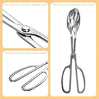 Kitchen Tongs for Cooking for Buffet Party Catering - Stainless Steel Salad Tongs for Food Bread Cake Bake Dessert, 10-Inch Serving Tongs for Grill, Steak, Barbecue, Scissor Design (2 Pack)
