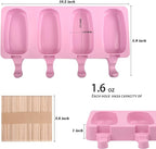 WMKGG Popsicle Silicone Molds Set, 2 PCS Ice Cream Molds with 50 Wooden Sticks for Cake Pop, Ice Pop, Cakesicles (Standard Size/Pink)