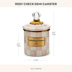 MACKENZIE-CHILDS Rosy Check Enamel Canister, Pink-and-White Kitchen Storage Container with Lid, Demi