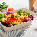 Aksipo 50 Pack 33 Oz Disposable Meal Prep Containers with Lids, Rectangle Paper Bowls with Lids for Salad,Leftovers, Leak-proof To Go Food Box Cardboard Lunch Box Compostable Take Out Food Containers