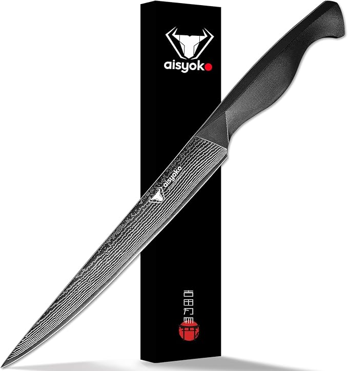 Slicing Knife 9", Long, Thin Blade, Allows for Cleaner Cuts to Preserve Juices and Flavor, Cutluxe Meat Carving Knife – Turkey Carving Knife,All Tang non-slip handle design,Premium Gift Box