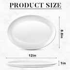 Dandat 12 Pcs Large Serving Platters Oval Trays White Plates Serving Dish for Wedding Party Restaurant Home Steak, Taco, Sushi, Appetizer, Cake (12 Inch)