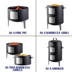 Realcook Charcoal Meat Smoker Grill: Premium BBQ Smokers with Smoke Box - Barbecue Vertical Charcoal Grill Combo for Outdoor Cooking Patio Backyard Grilling Tailgating