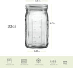 Wide Mouth Mason Jars 32 oz (Quart) Mason Jars with Lids and Bands (24-Pack) bundled With, KangarooBands Jar Opener, and Package Of Jar Labels | Canning, Fermenting, Pickling, DIY Decors Projects