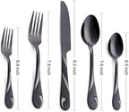 Black Silverware Set for 12, 60-Piece Stainless Steel Flatware Set, Shiny Black Metal Cutlery Set, Include Fork, Knife and Spoon Set, Dishwasher Safe