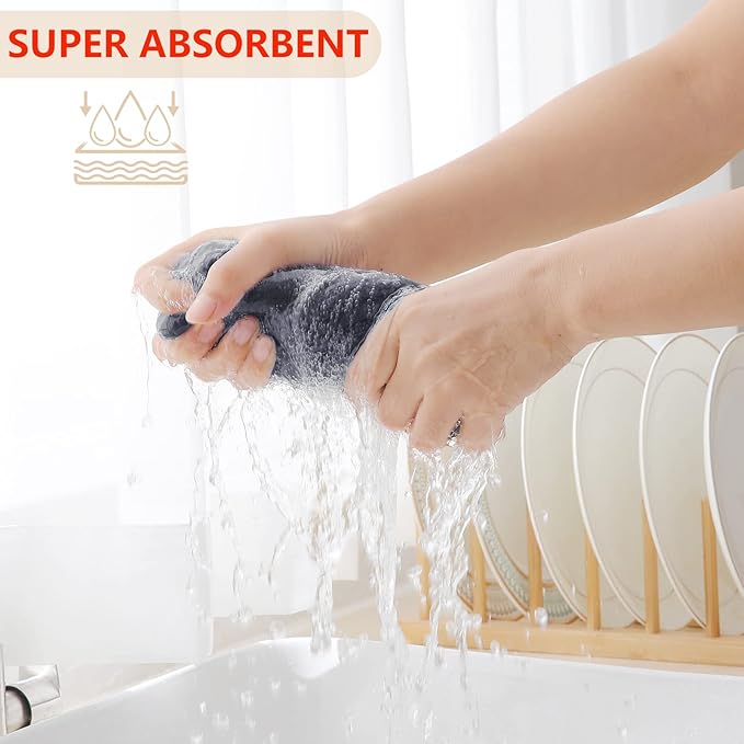 Homaxy 100% Cotton Waffle Weave Kitchen Dish Cloths, Ultra Soft Absorbent Quick Drying Dish Towels, 12 x 12 Inches, 24-Pack, Dark Grey