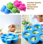 GOKCEN's Silicone Egg Bite Molds [4 Pack] Instant Pot Accessories - Fit Instant Pot 5,6,8 qt Pressure Cooker - Food Freezer Tray with Lid - Reusable Storage Container (4Pcs/Blue-Orange-Pink-Green)