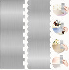 2 Pcs Stainless Metal Cake Scraper Smoother Double Sided Patterned Edge Cake Decorating Supplies Spatula Frosting Icing Tools Comb for Icing Cakes Buttercream Decorating