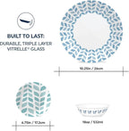 Corelle Global Collection Vitrelle 18-Piece Dinnerware Set Triple Layer Recycled Glass, Lightweight Eco-Friendly Round Plates and Bowls Set, Northern Pines