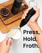 Elementi Electric Milk Frother Handheld - Mini Whisk for Coffee, Matcha and Drinks - Portable Frother & Mixer with Stand - Royal Blue
